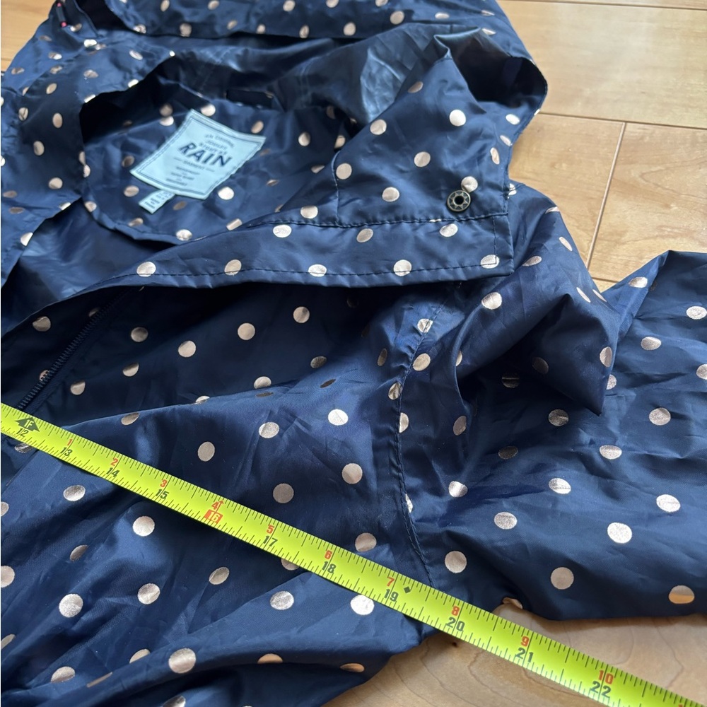 Joules Navy and Rose Gold Polka Dot Raincoat - Picture 6 of 10